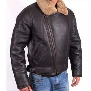 FREE AIRPODS: Men's Sheepskin Warm Leather Jacket